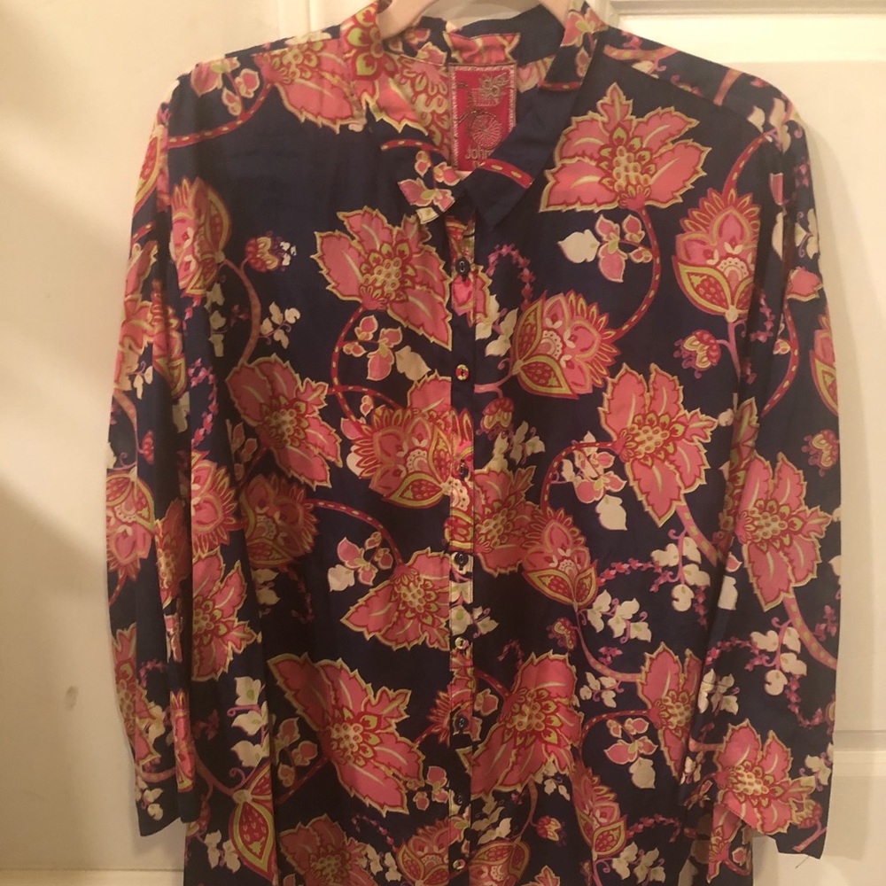 JOHNNY WAS MONTREUX FLORAL SILK SIZE L - Picture 6 of 11